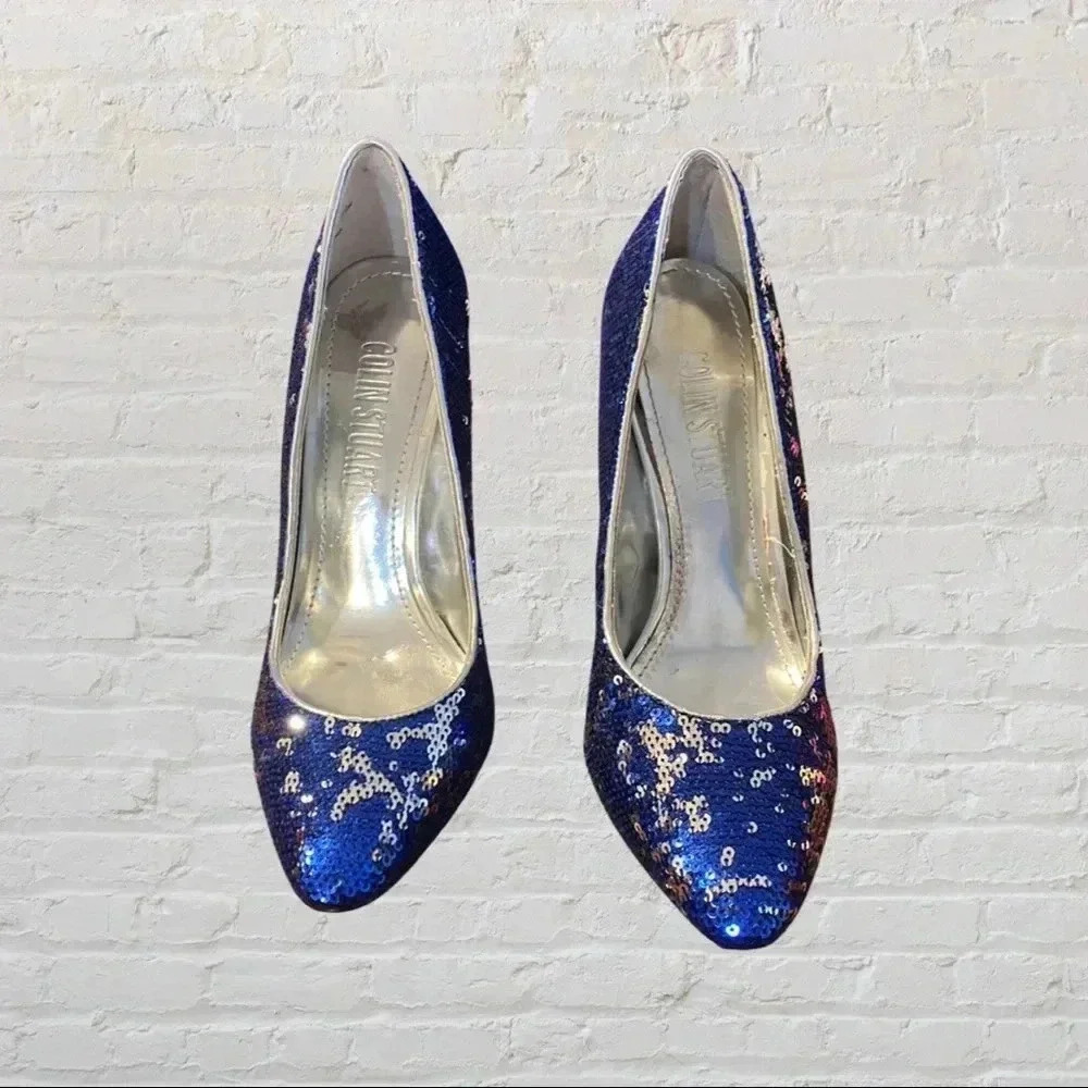 Colin Stuart Sequined Pump Blue/Silver